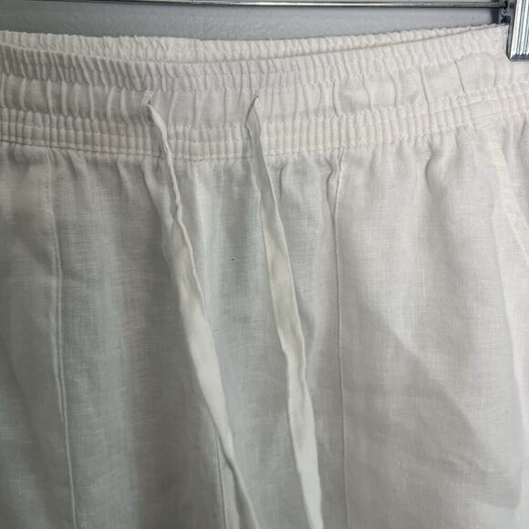 Sigrid Olsen Womens Linen Pull On Pants White Sz M Wide Leg Boho Vacation Beach - Picture 7 of 12